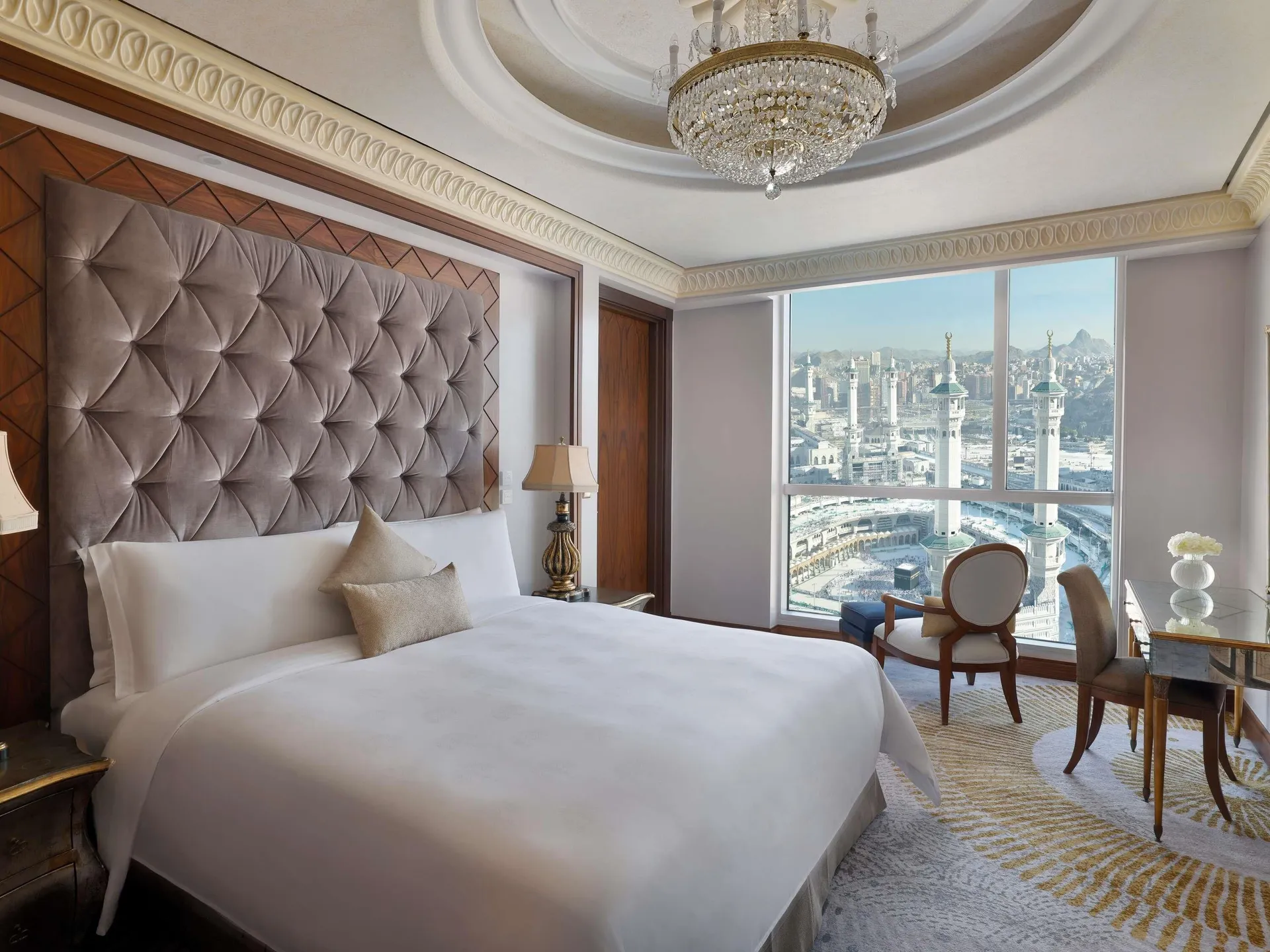 Premium bedding, individually decorated, in-room safe, minibar at Raffles Makkah Palace