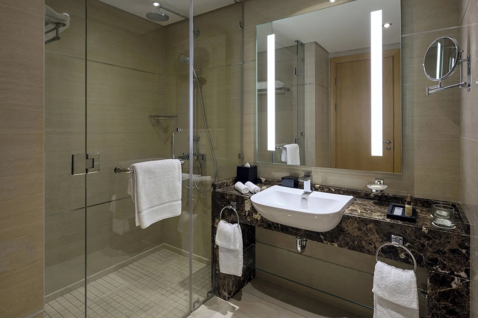 hair dryer, bathrobes, designer toiletries, Shower at Sheraton Makkah Jabal Al Kaaba Hotel
