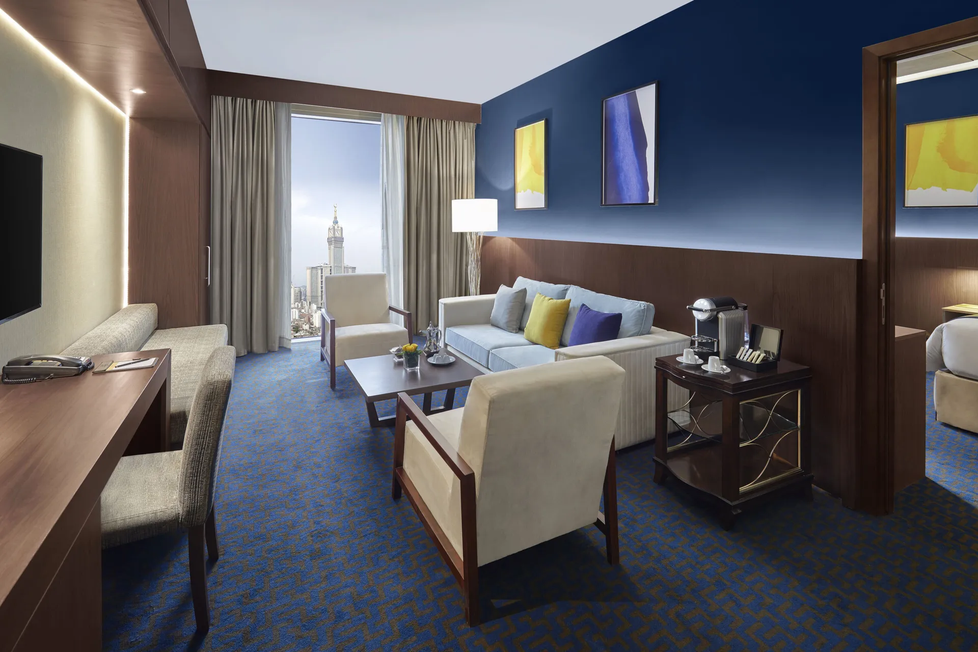 desk, premium bedding, Egyptian cotton sheets, in-room safe at voco Makkah by IHG